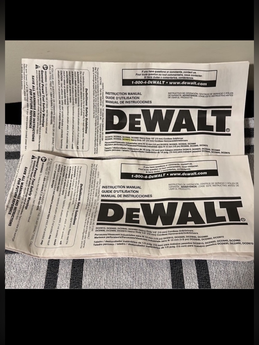DeWalt Instruction Paper Manuals